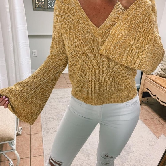 Jack by BB Dakota Sweaters - Golden Yellow bell sleeve sweater